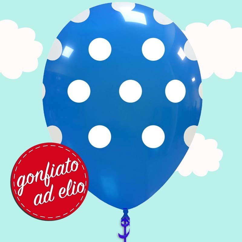 palloncino blu a pois gonfiato ad elio