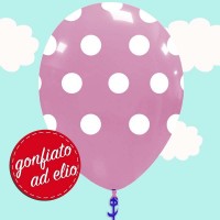 palloncino rosa pastello a pois gonfiato ad elio