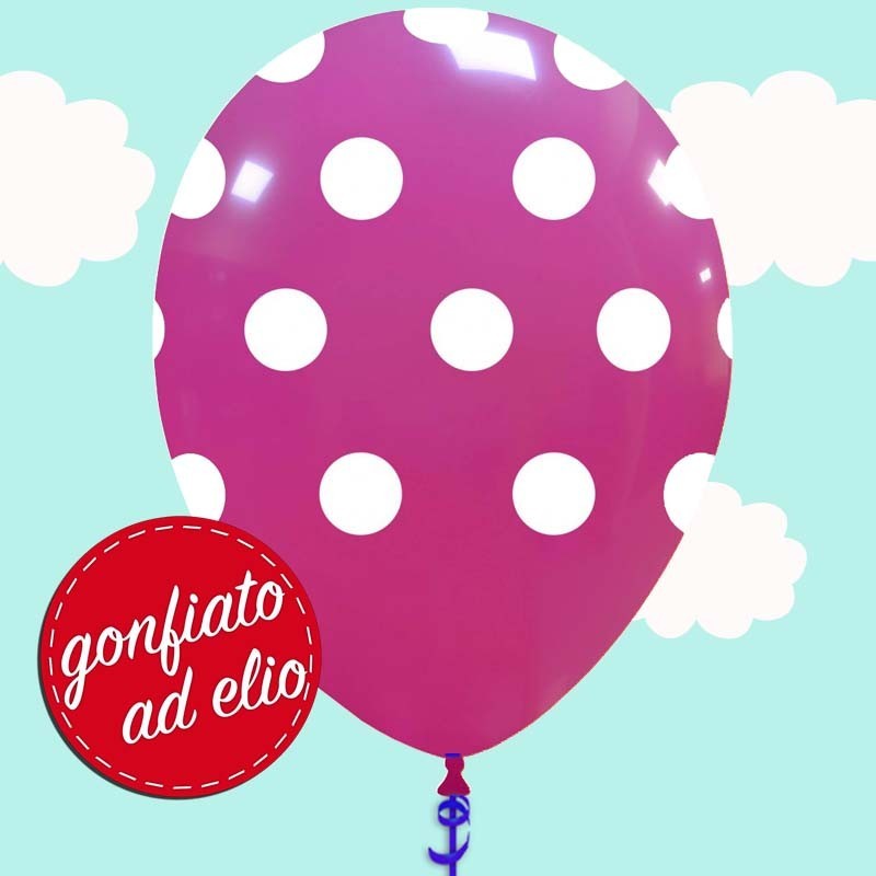 palloncino fucsia a pois gonfiato ad elio