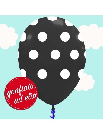palloncino nero a pois gonfiato ad elio