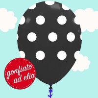 palloncino nero a pois gonfiato ad elio