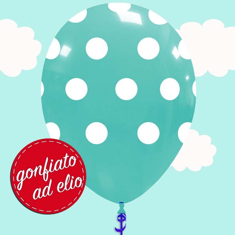 palloncino verde acqua a pois gonfiato ad elio
