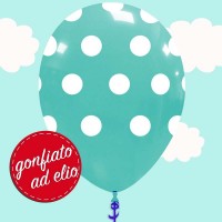 palloncino verde acqua a pois gonfiato ad elio