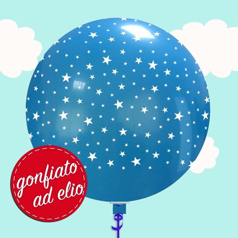 Stelline Palloncino 32" blu gonfiato ad elio
