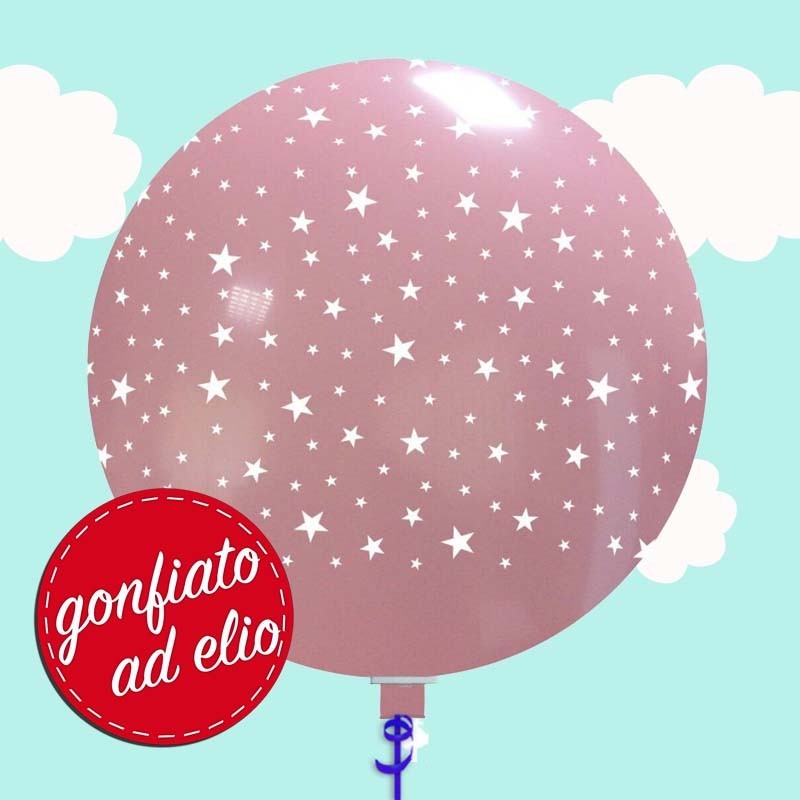Stelline Palloncino 32" rosa gonfiato ad elio