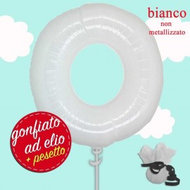 palloncino bianco pastello numero 0 gonfiato ad elio da cm.100