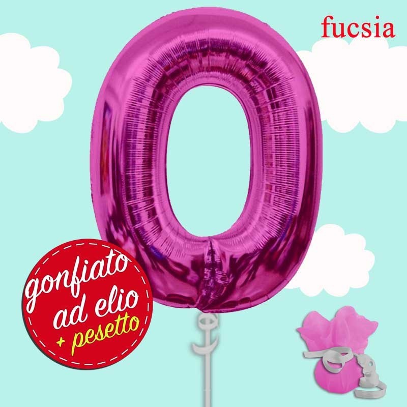 palloncino fucsia numero 0 gonfiato ad elio da cm.100 palloncino fucsia numero 0 gonfiato ad elio da cm.100