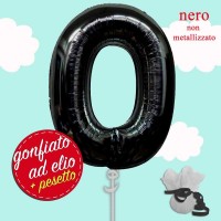palloncino nero pastello numero 0 gonfiato ad elio da cm.100 palloncino nero pastello numero 0 gonfiato ad elio da cm.100