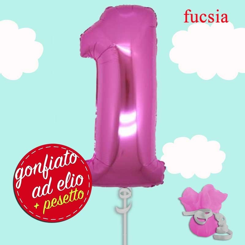 palloncino numero 1 fucsia ad elio cm.100