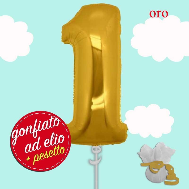 palloncino numero 1 oro ad elio cm.100