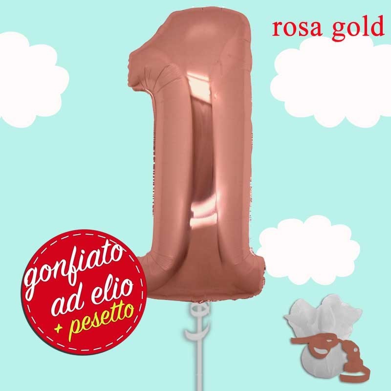 palloncino numero 1 rosa gold ad elio cm.100