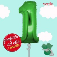 palloncino numero 1 verde ad elio cm.100