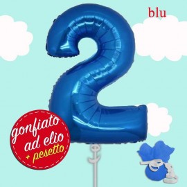 palloncino numero 2 blu ad elio cm.100