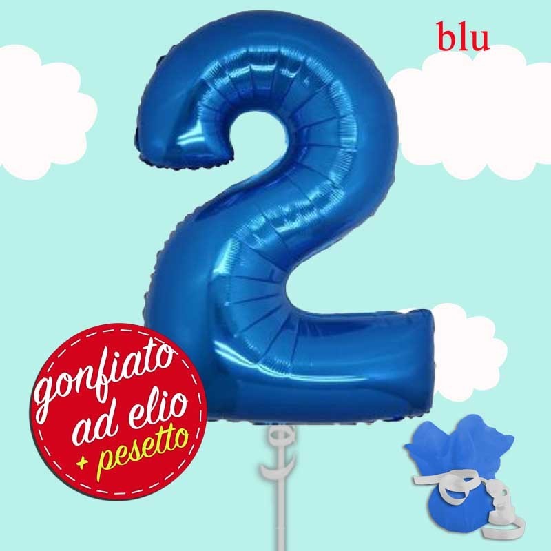 palloncino numero 2 blu ad elio cm.100