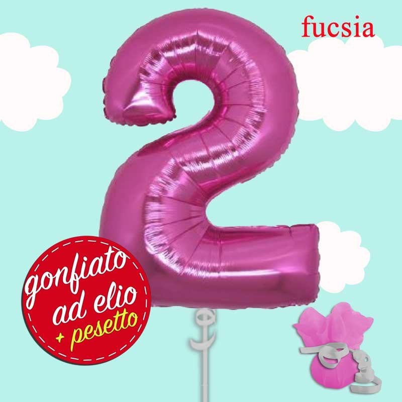palloncino numero 2 fucsia ad elio cm.100