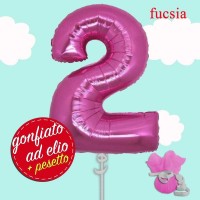 palloncino numero 2 fucsia ad elio cm.100