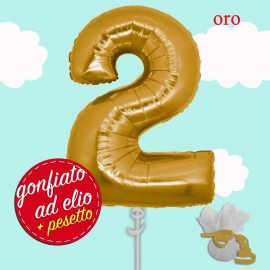 palloncino numero 2 oro ad elio cm.100