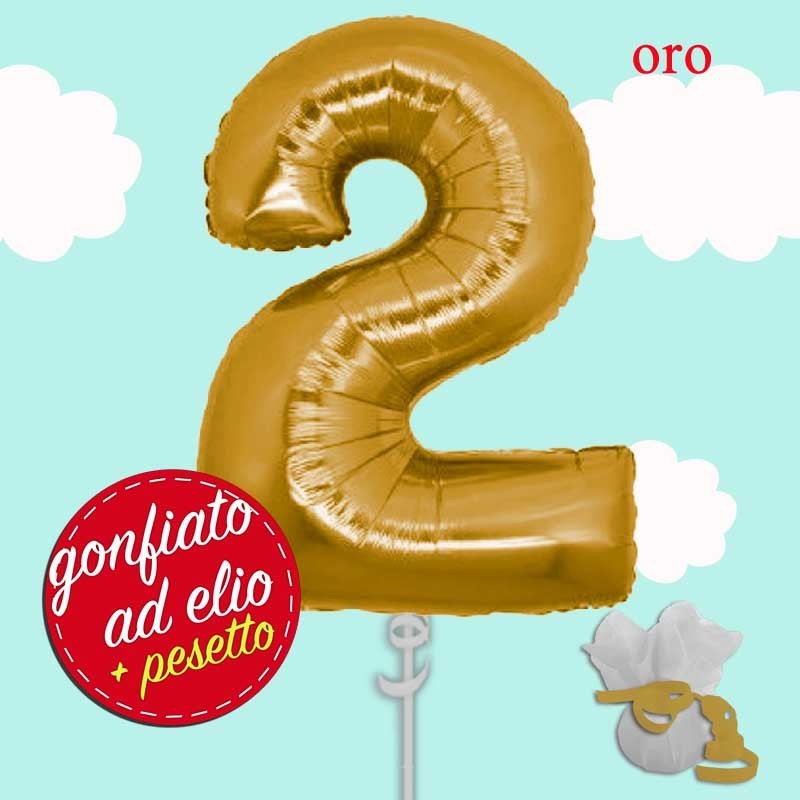 palloncino numero 2 oro ad elio cm.100