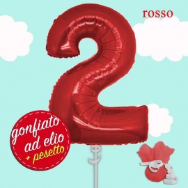 palloncino numero 2 rosso ad elio cm.100
