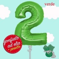 palloncino numero 2 verde ad elio cm.100