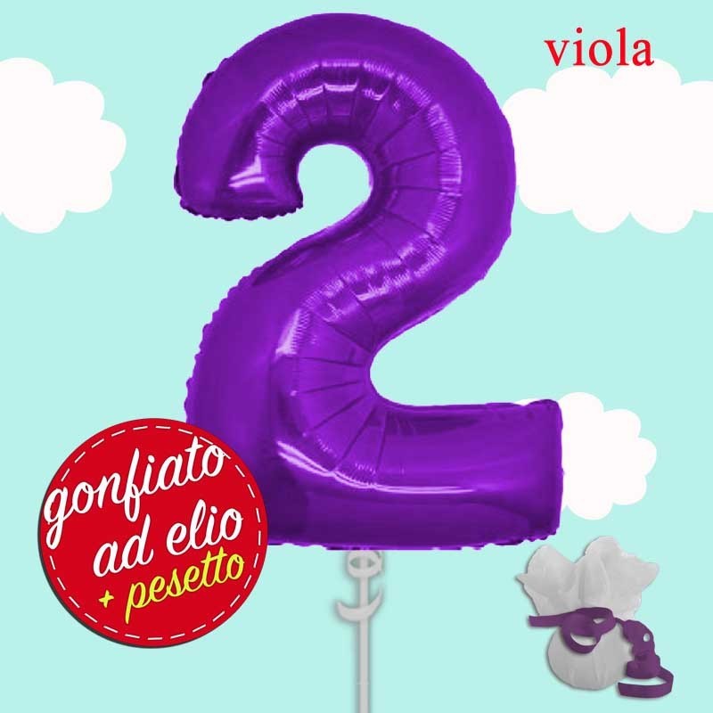palloncino numero 2 viola ad elio cm.100