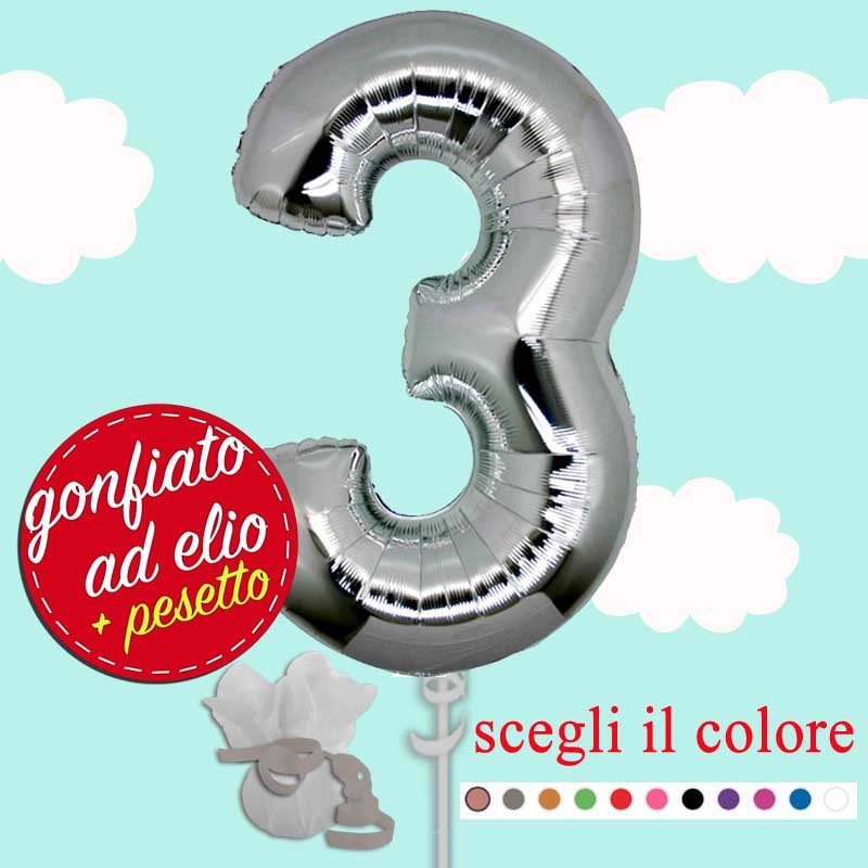 palloncino ad elio numero 3 argento cm.100