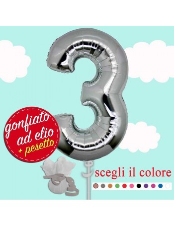 palloncino ad elio numero 3 argento cm.100