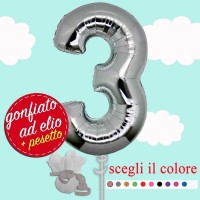 palloncino ad elio numero 3 argento cm.100