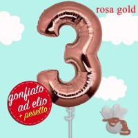 palloncino ad elio numero 3 rosa gold cm.100
