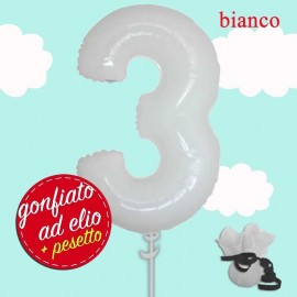palloncino ad elio numero 3 bianco pastello cm.100