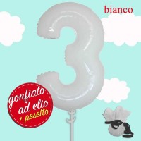 palloncino ad elio numero 3 bianco pastello cm.100
