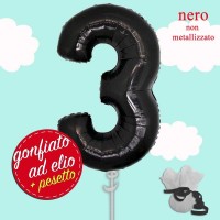 palloncino ad elio numero 3 nero pastello cm.100