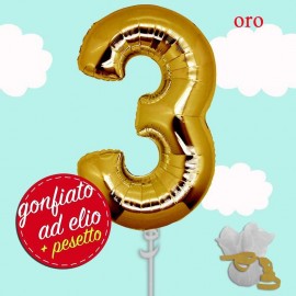 palloncino ad elio numero 3 oro cm.100