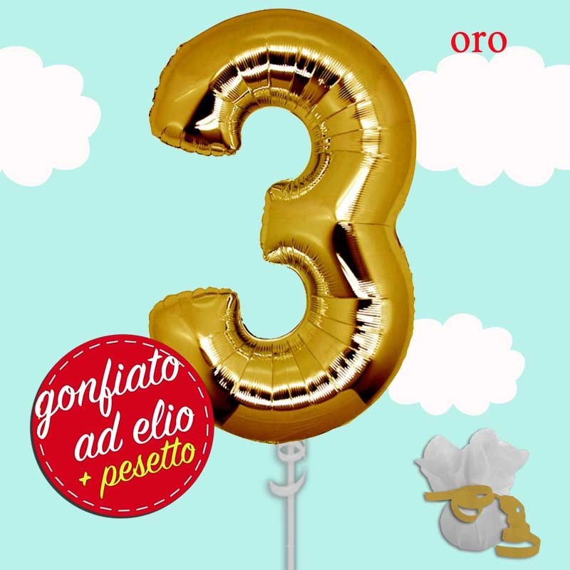 palloncino ad elio numero 3 oro cm.100