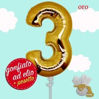 palloncino ad elio numero 3 oro cm.100