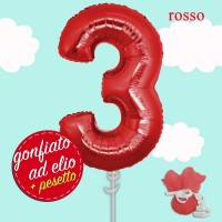 palloncino ad elio numero 3 rosso cm.100