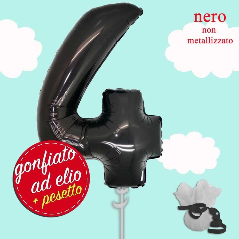 numero 4 nero pastello mylar cm.100 ad elio