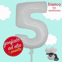 numero 5 bianco pastello mylar cm.100 ad elio