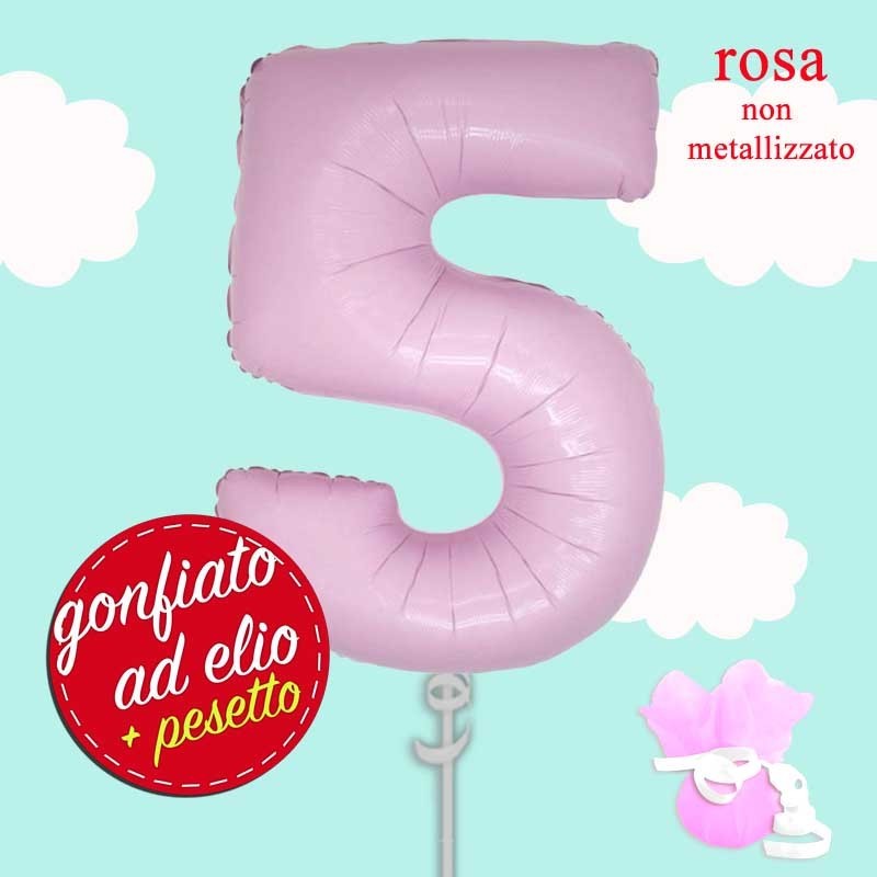 numero 5 rosa pastello mylar cm.100 ad elio numero 5 rosa pastello mylar cm.100 ad elio