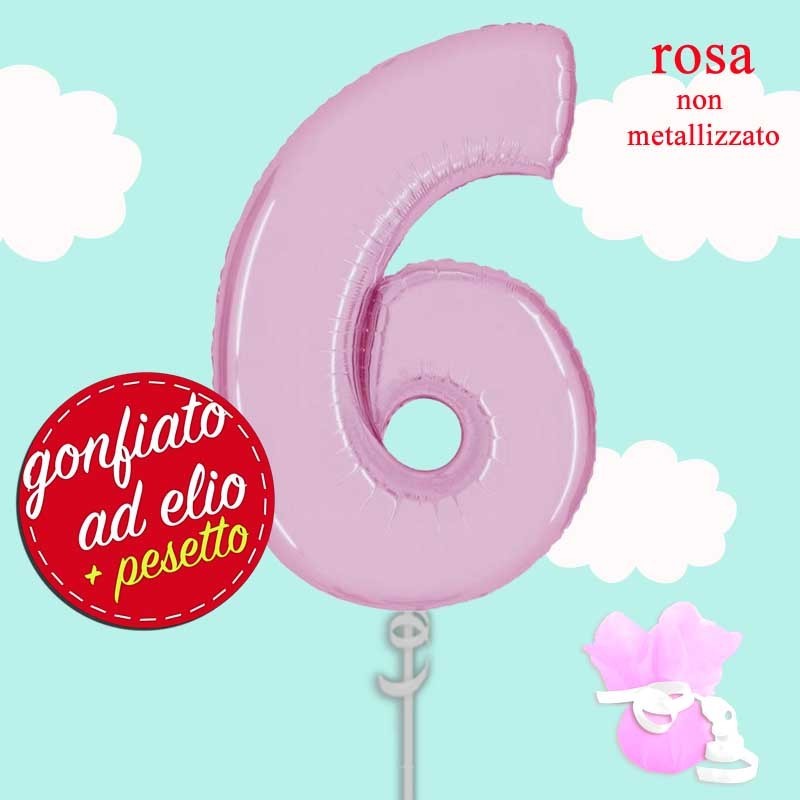 numero 6 rosa pastello maxi ad elio