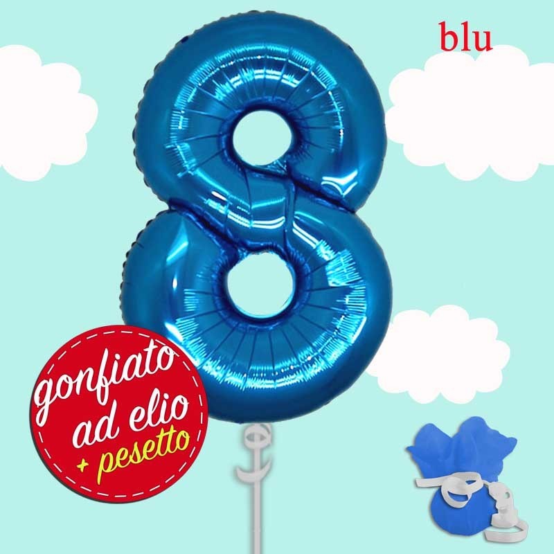 numero 8 blu palloncino maxi ad elio