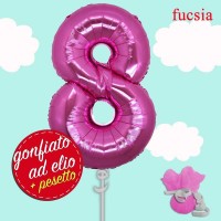 numero 8 fucsia palloncino maxi ad elio