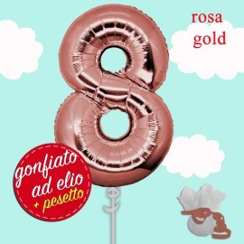 numero 8 rosa oro palloncino maxi ad elio