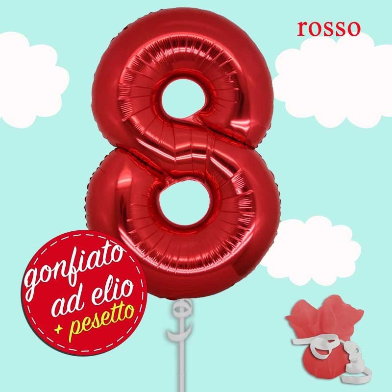 numero 8 rosso palloncino maxi ad elio
