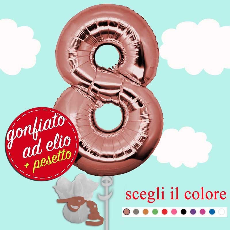 numero 8 rosa gold palloncino maxi ad elio