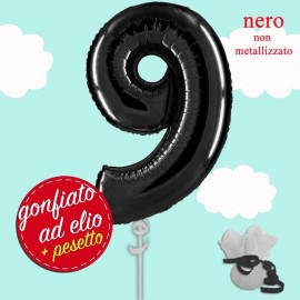 numero 9 palloncino maxi nero ad elio