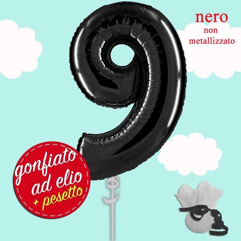numero 9 palloncino maxi nero ad elio