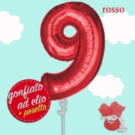 numero 9 rosso palloncino maxi ad elio