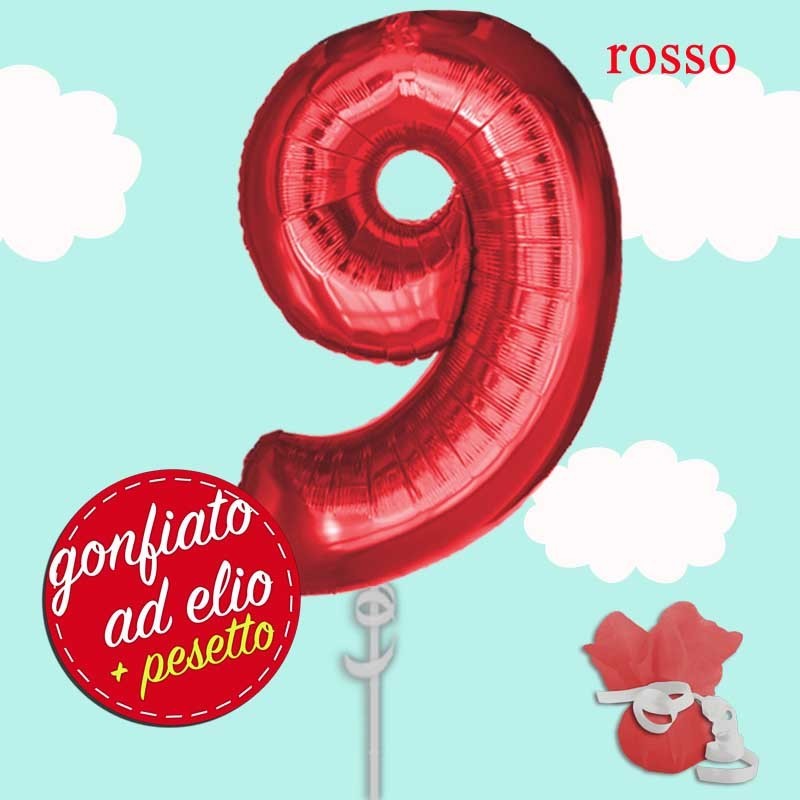 numero 9 rosso palloncino maxi ad elio