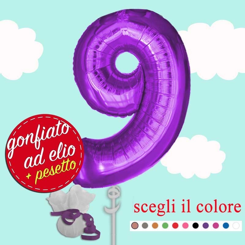 numero 9 palloncino maxi viola ad elio